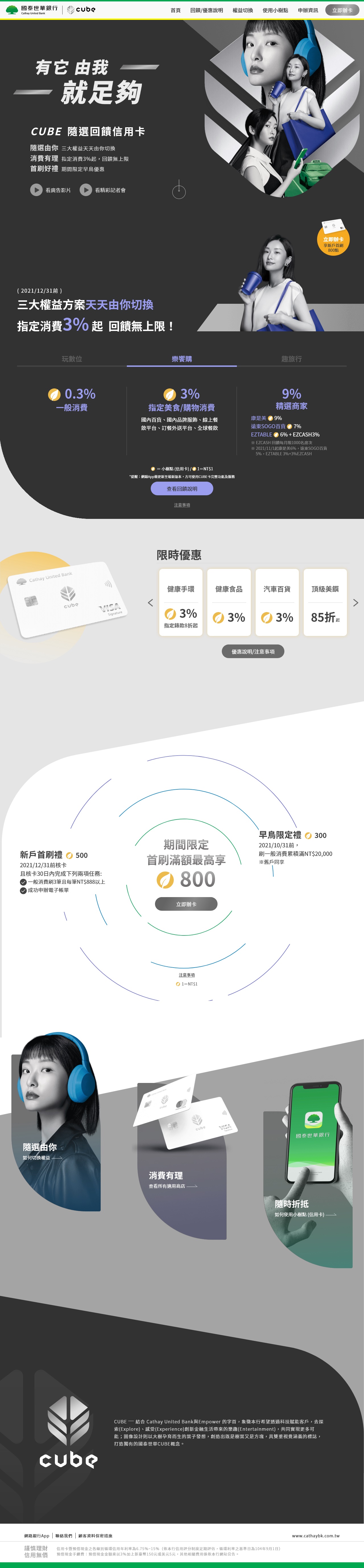 國泰世華CUBE卡－指定消費3%起 回饋無上限_fullpage
